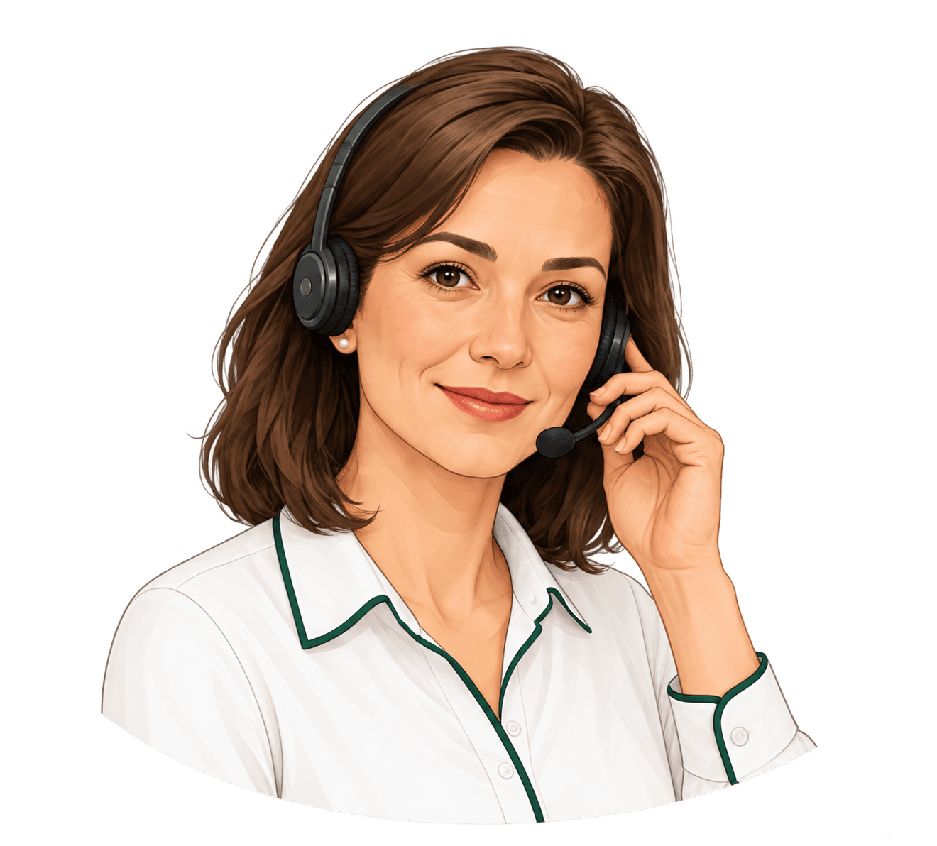 Illustrated Master Touch receptionist wearing a headset